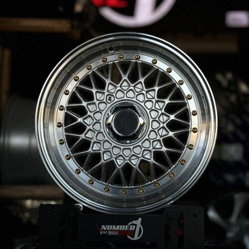 رینگ 1701 بی بی اس سایز 15 نقره ای با پرچ های طلایی